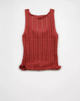 American Eagle Pointelle Peplum Sweater Tank Top Small