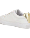 Nine West White Gold Leather Lace UP Sneakers Shoes Size 10