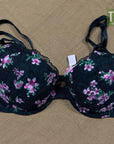 Victoria's Secret Lace Bra Black Printed Flower Pink 32D