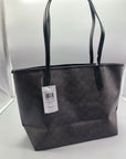 Coach SIG Medium City Tote Bag Walnut Black