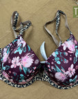 Victoria's Secret  Lace Bra  Wired Bra Maroon Printed Leopard 32D