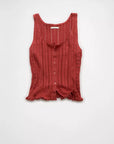 American Eagle Pointelle Peplum Sweater Tank Top Small