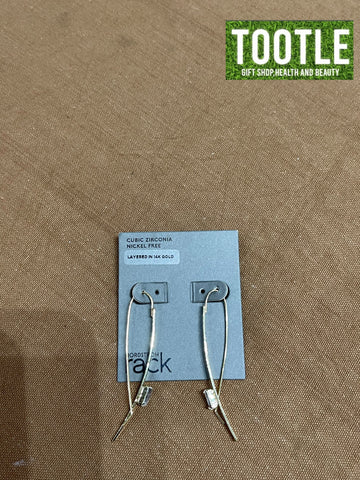 CUBIC ZIRCONIA EARRIANGS W/EMERALD STONE