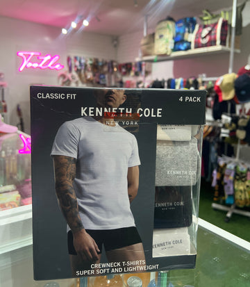 Kenneth Cole Crew Neck T Shirt 4 Pack Gray White Black