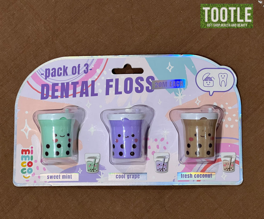 Dental Floss Pack of 3 Sweet Mint Cool Grape & Fresh Coconut 20 meter