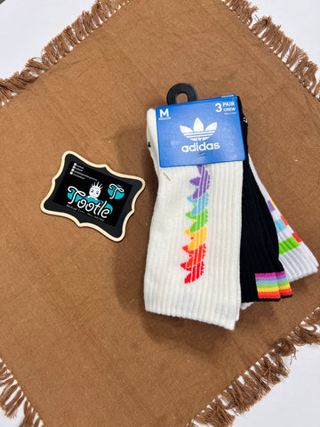 Adidas 3 Pair Socks Crew Size W 5-10 M 5-8