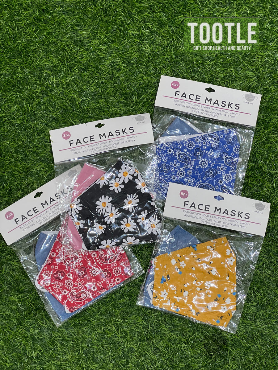 Facemask 2 pack Adult SIze