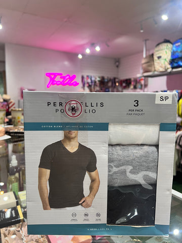 Perry Ellis V Neck 3 Pack Small