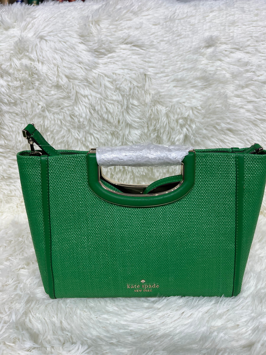 Kate Spade Alexia Crossbody Clutch Breen Straw Leather Green