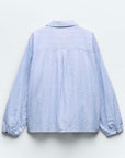 Zara Long Sleeve Blue Stripe Size Large