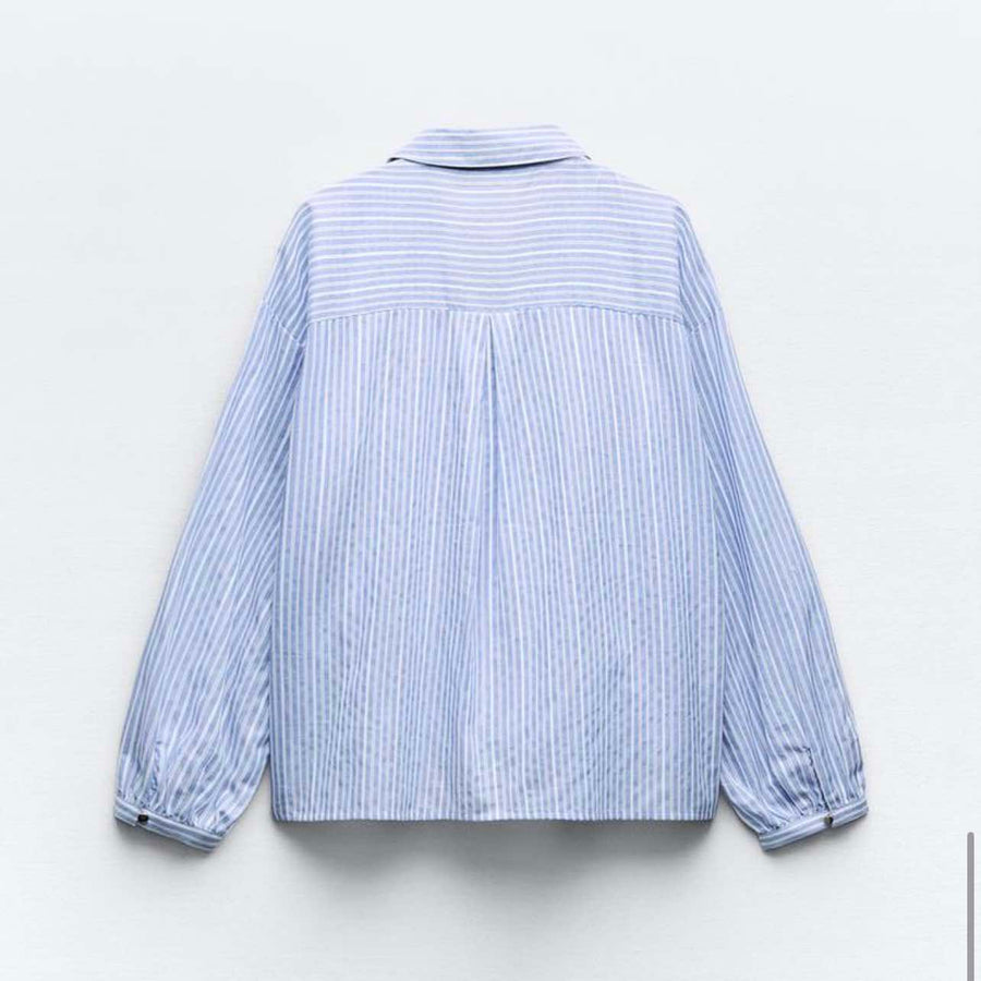 Zara Long Sleeve Blue Stripe Size Large