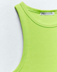 Zara Neon Green Tank Crop Top Size Medium