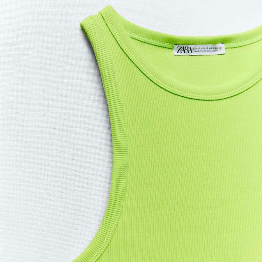 Zara Neon Green Tank Crop Top Size Medium