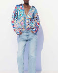 Zara Long Sleeves Printed Mustard Blue Size Large