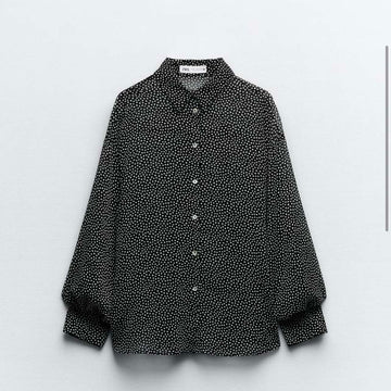 Zara Polka Dot Black Long Sleeve Size Small