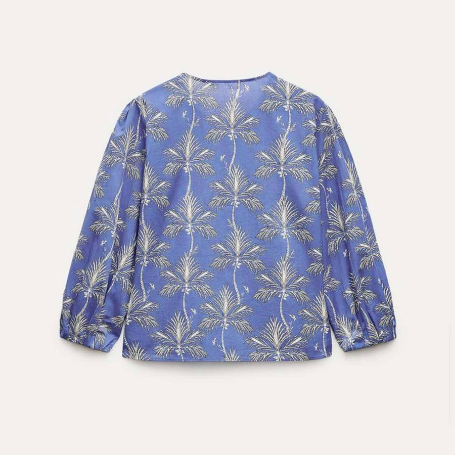 Zara Printed Blouse Blue Size Medium