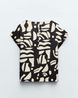 Zara Abstract Blouse Black and Cream Size XS