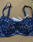 Victoria's Secret Bra  Dark Blue Silver Lace 32D