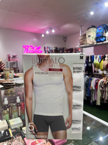 Buffalo Rib Tanks White 5 Pack Medium