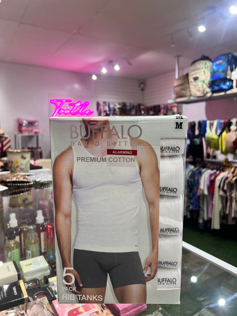 Buffalo Rib Tanks White 5 Pack Medium