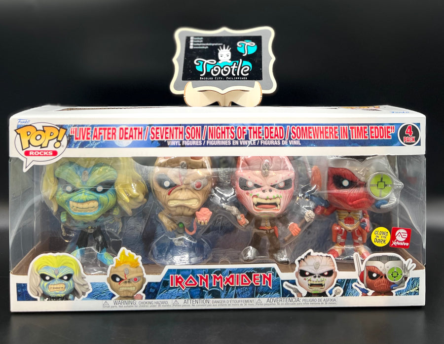 IRON MAIDEN 4 Pack GITD AE Exclusive - Live after Death | Seventh Son | Nights of the Dead | Somewhere in Time Eddie