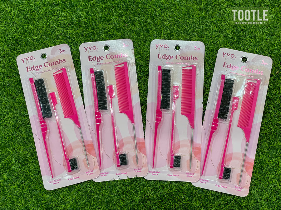 YVO BEAUTY EDGE COMBS 3PCS.,