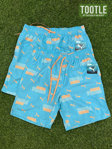 PUMA Printed Swim Trunk Teal Blue