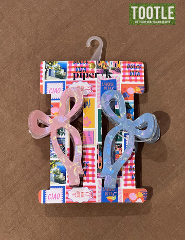 Piper K Hair Clamp Bow Pink & Blue