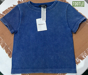 Forever 21 Blue Wash Rib Top Small