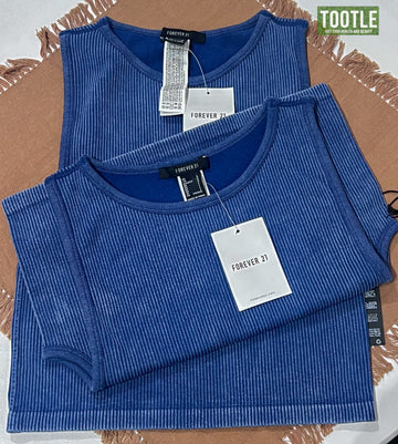 Forever 21 Knit Tank Medium Blue Washed