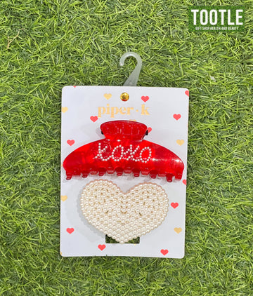 Piper K Xoxo Hair Clamp Red White