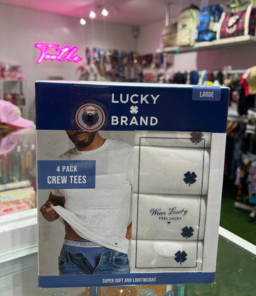 Lucky Brand 4 Pack Whte Crew Tees