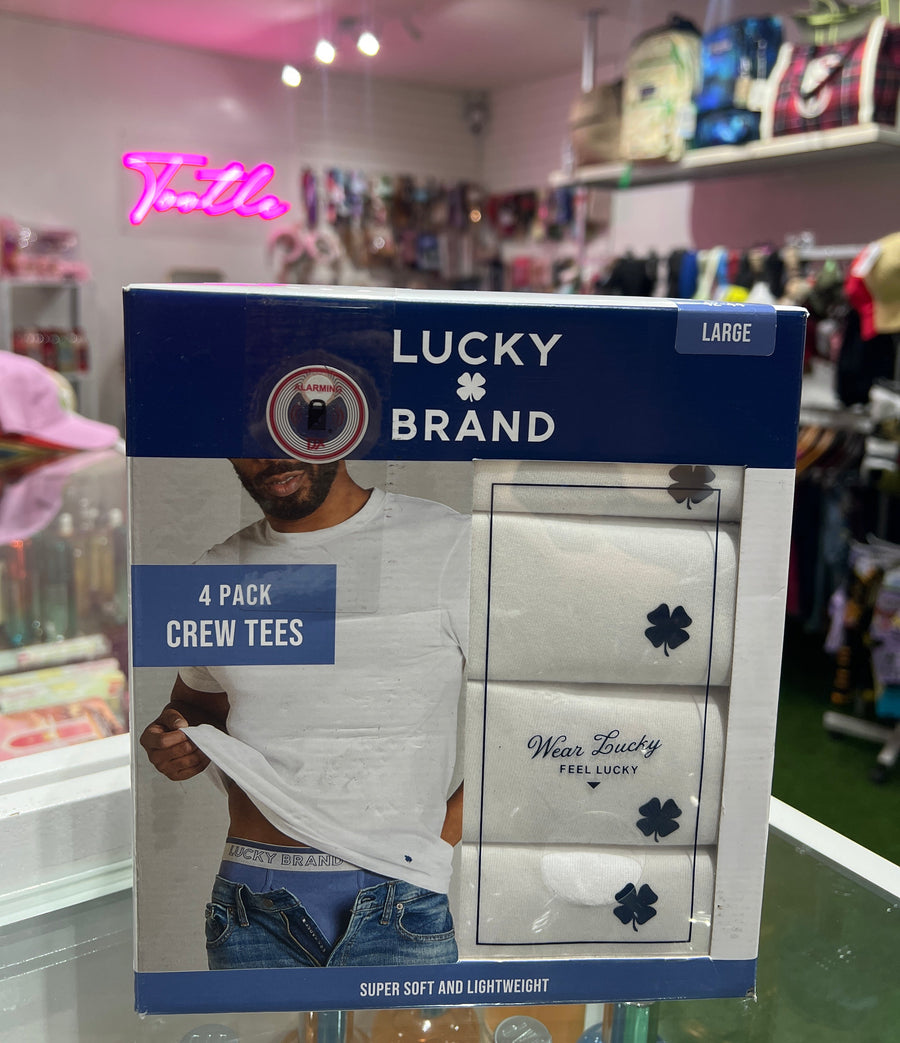 Lucky Brand 4 Pack Whte Crew Tees