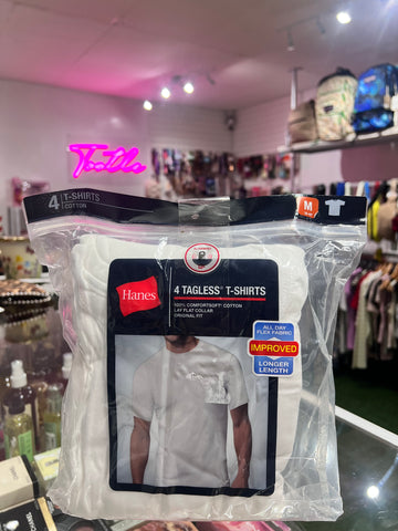 Hanes Tshirt  White 4 Pack Tagless