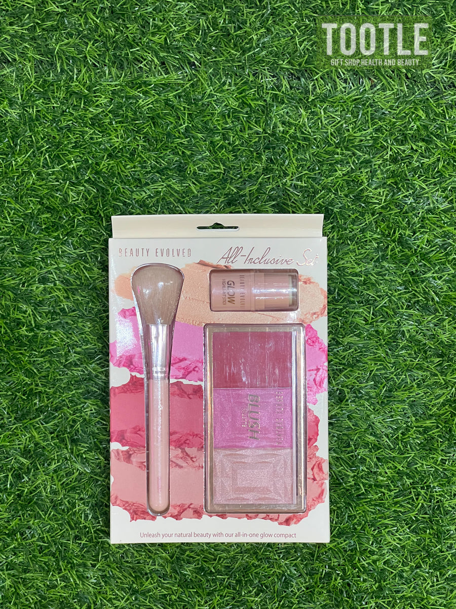 Beauty Evolved All Inclusive Set Blushes Highlighter and Face Brush