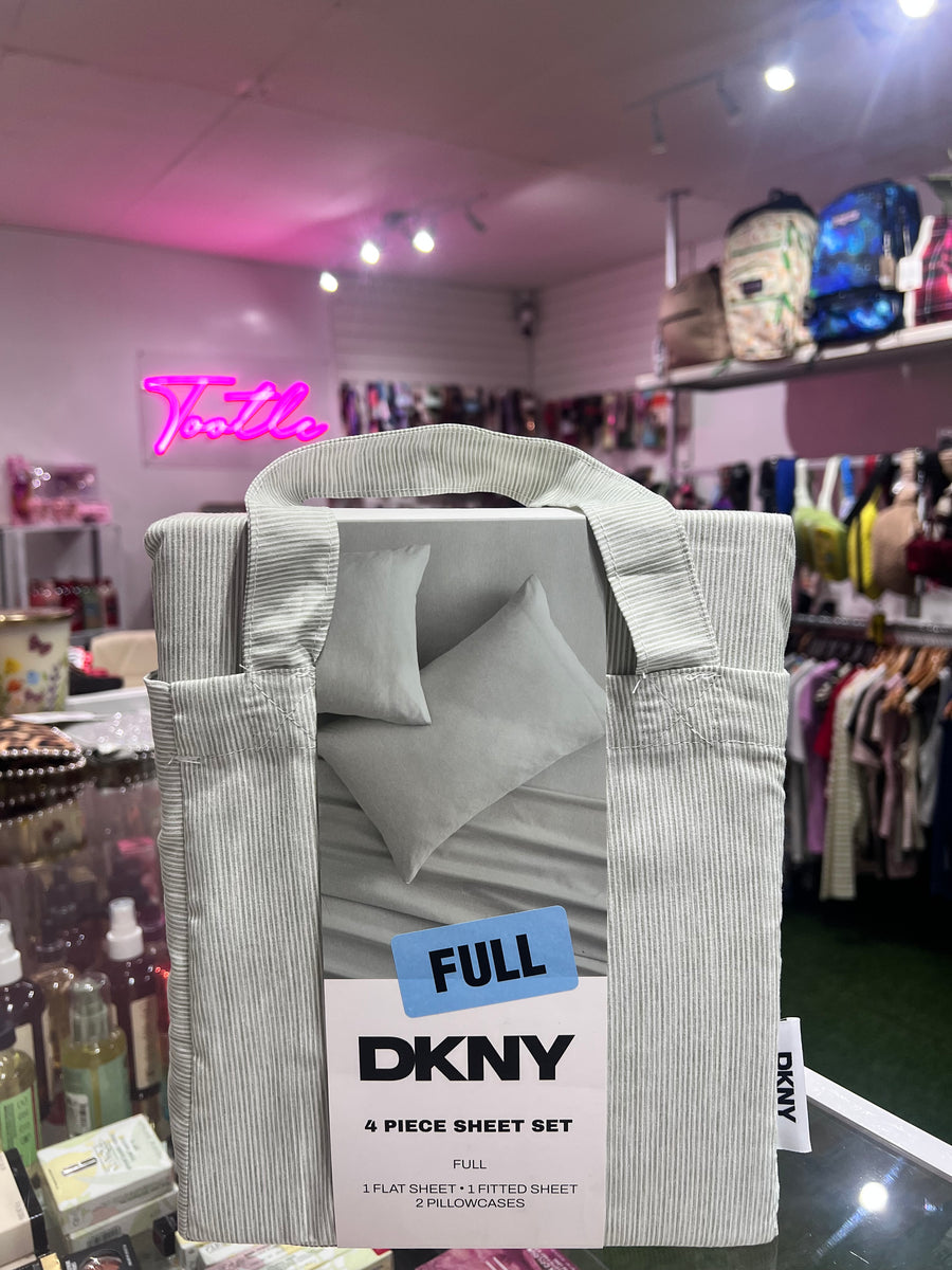 DKNY Full 4 Pieces Sheet Set Stripe Green