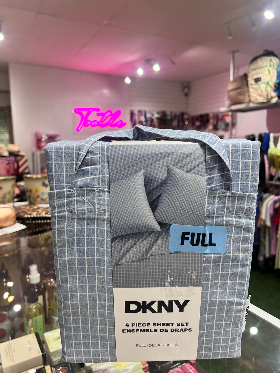 Dkny Full Pieces Sheet Set Chekered Blue