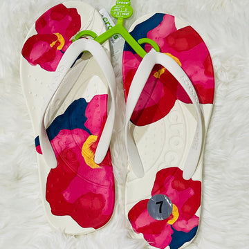 Crocs Painted Floral Flips