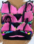 Victoria's Secret  Wireless Bra Printed Flower Black Strap 32D