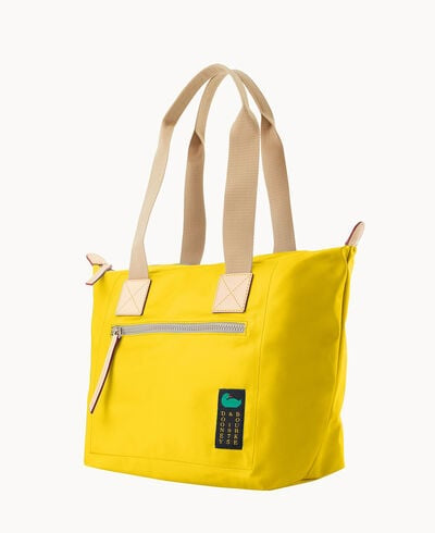 Dooney and Bourke Nylon Frint Zip Tote Lemon