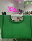 Kate Spade Alexia Crossbody Clutch Breen Straw Leather Green