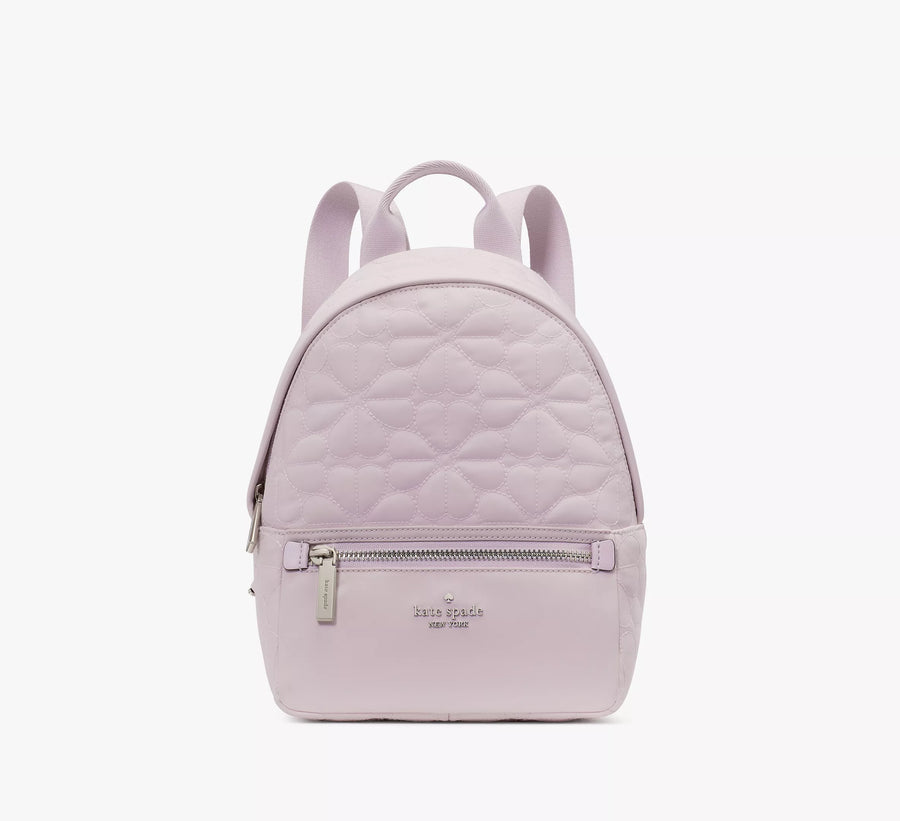 Spade Flower Quilted Fabric Small Backpack