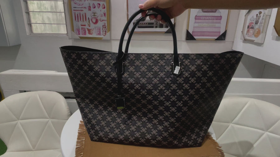 H & M Tote Bag Printed Black Large