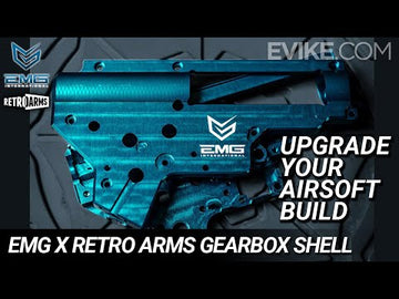 EMG x Retro Arms CZ Billet CNC 8mm Ver.2 Gearbox Shell for M4 / M16 Series Airsoft AEG Rifles (Color: EMG Blue) HPA